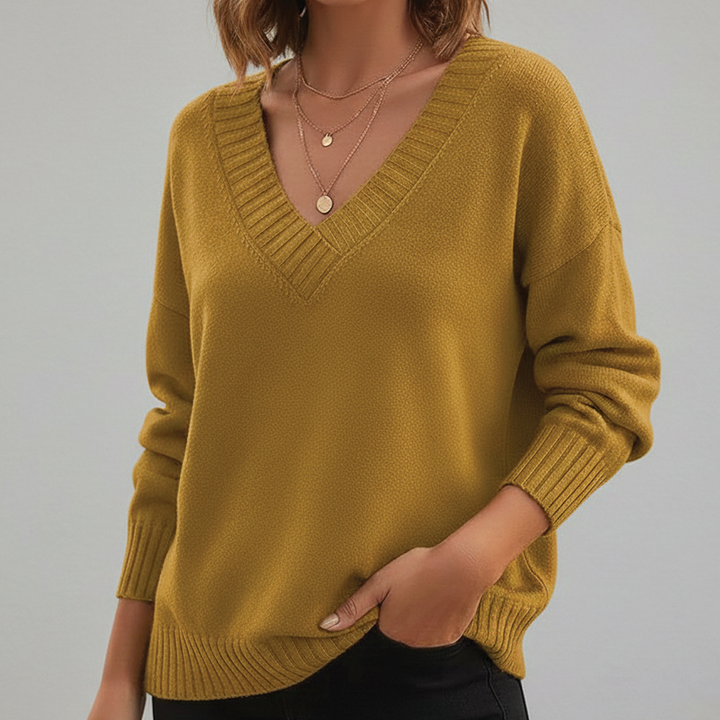 Sweater med V-hals til kvinder
