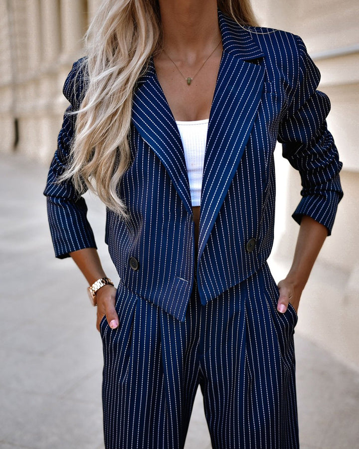 Women's Casual Cropped Top & Pants Outfit-Metro Lane Plaza
