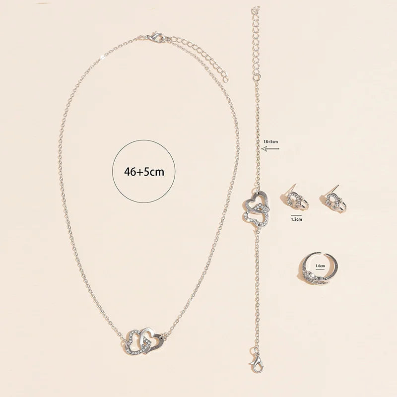 Babette | Women's elegant gold jewelry set with heart details and rhinestones-Metro Lane Plaza