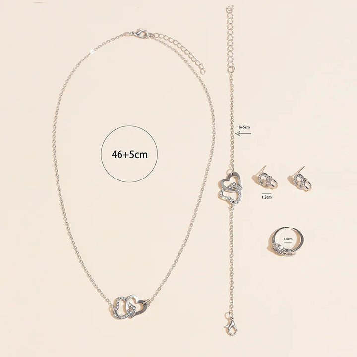 Babette | Women's elegant gold jewelry set with heart details and rhinestones-Metro Lane Plaza