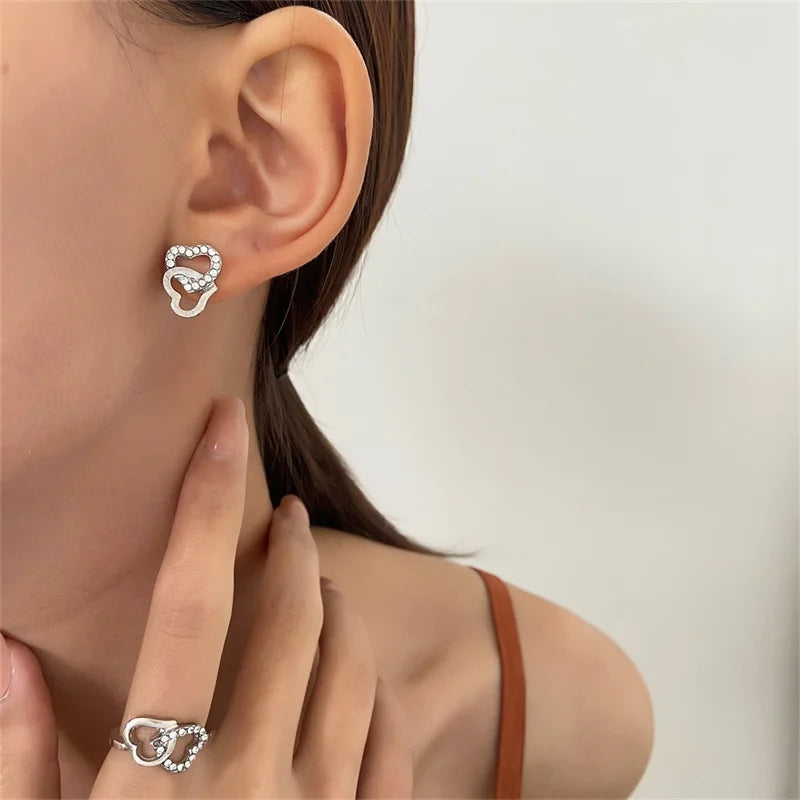 Babette | Women's elegant gold jewelry set with heart details and rhinestones-Metro Lane Plaza