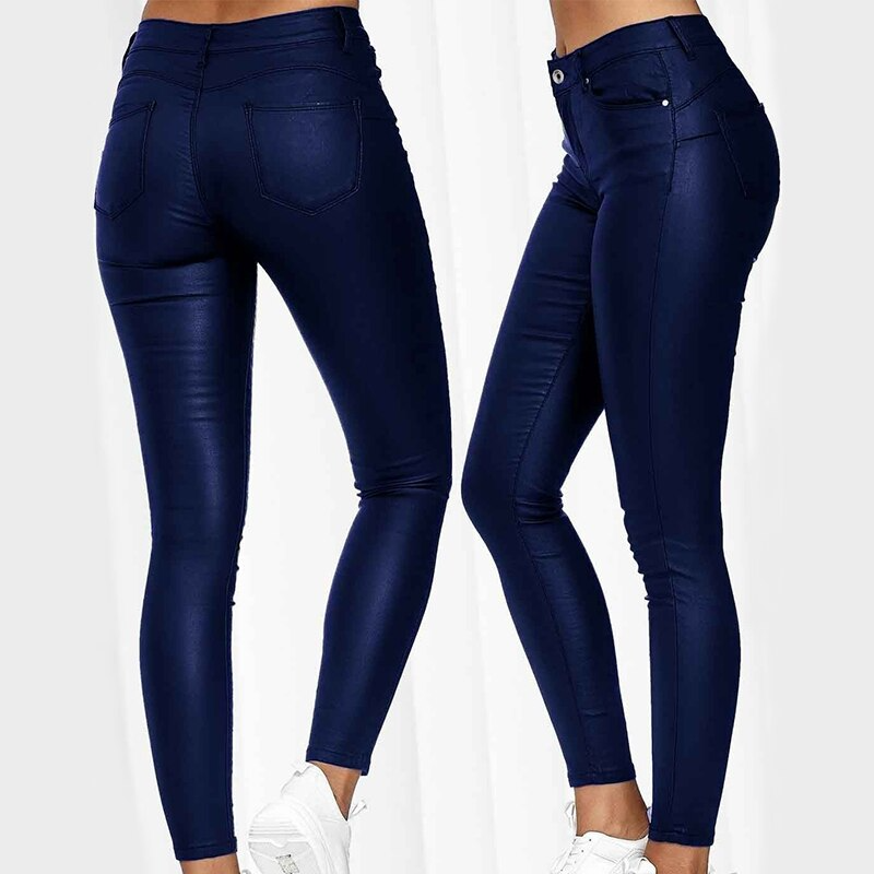 Jeltje | Women's High-Waist Stretch Leather Pants with Figure-Shaping Fit-Metro Lane Plaza