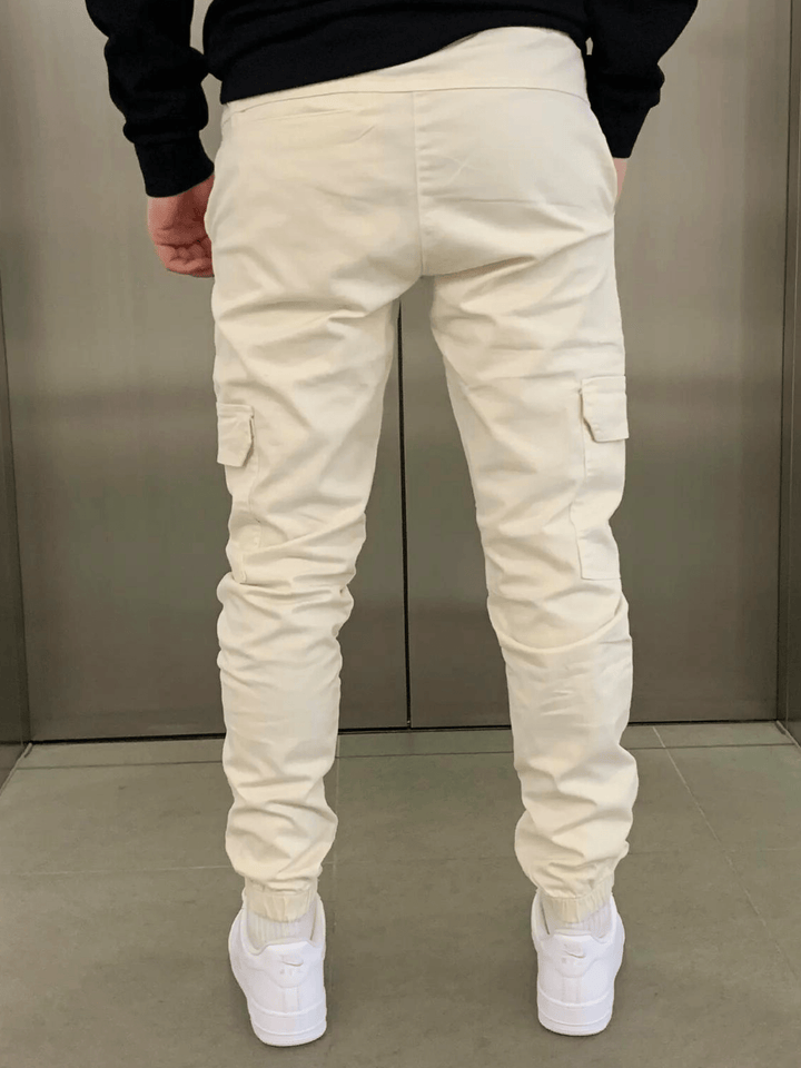 James | Men's Slim Cargo Jogger Pants with Adjustable Waist and Pockets-Metro Lane Plaza