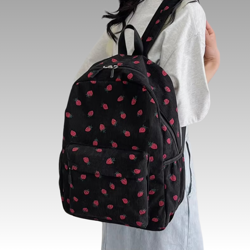 Tyra | Women's Backpack with Strawberry Design-Metro Lane Plaza