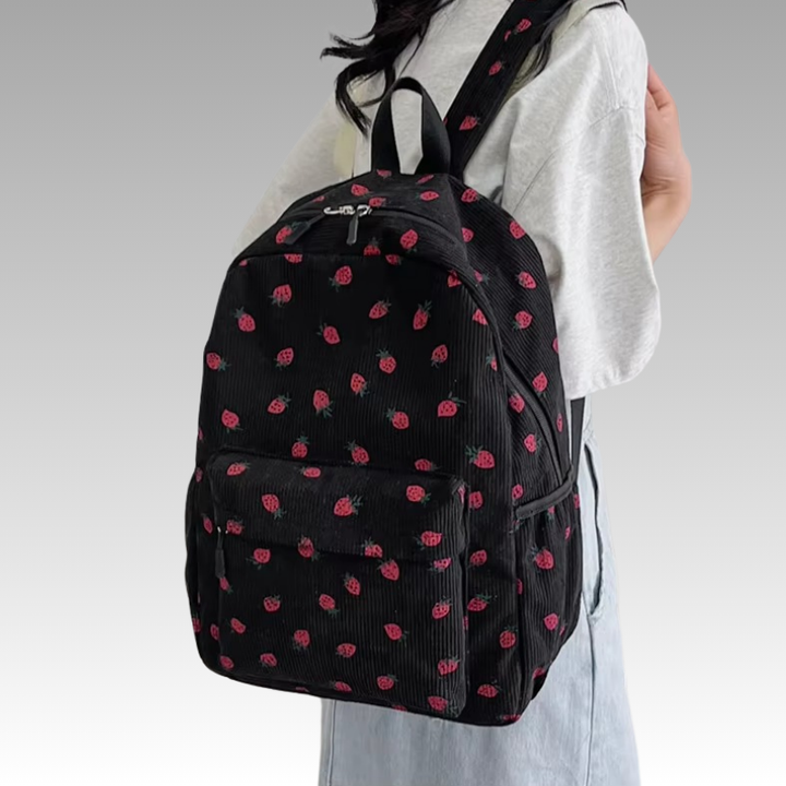 Tyra | Women's Backpack with Strawberry Design-Metro Lane Plaza