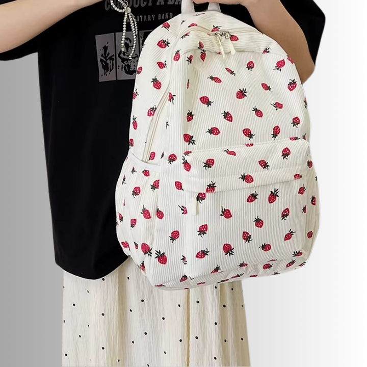 Tyra | Women's Backpack with Strawberry Design-Metro Lane Plaza