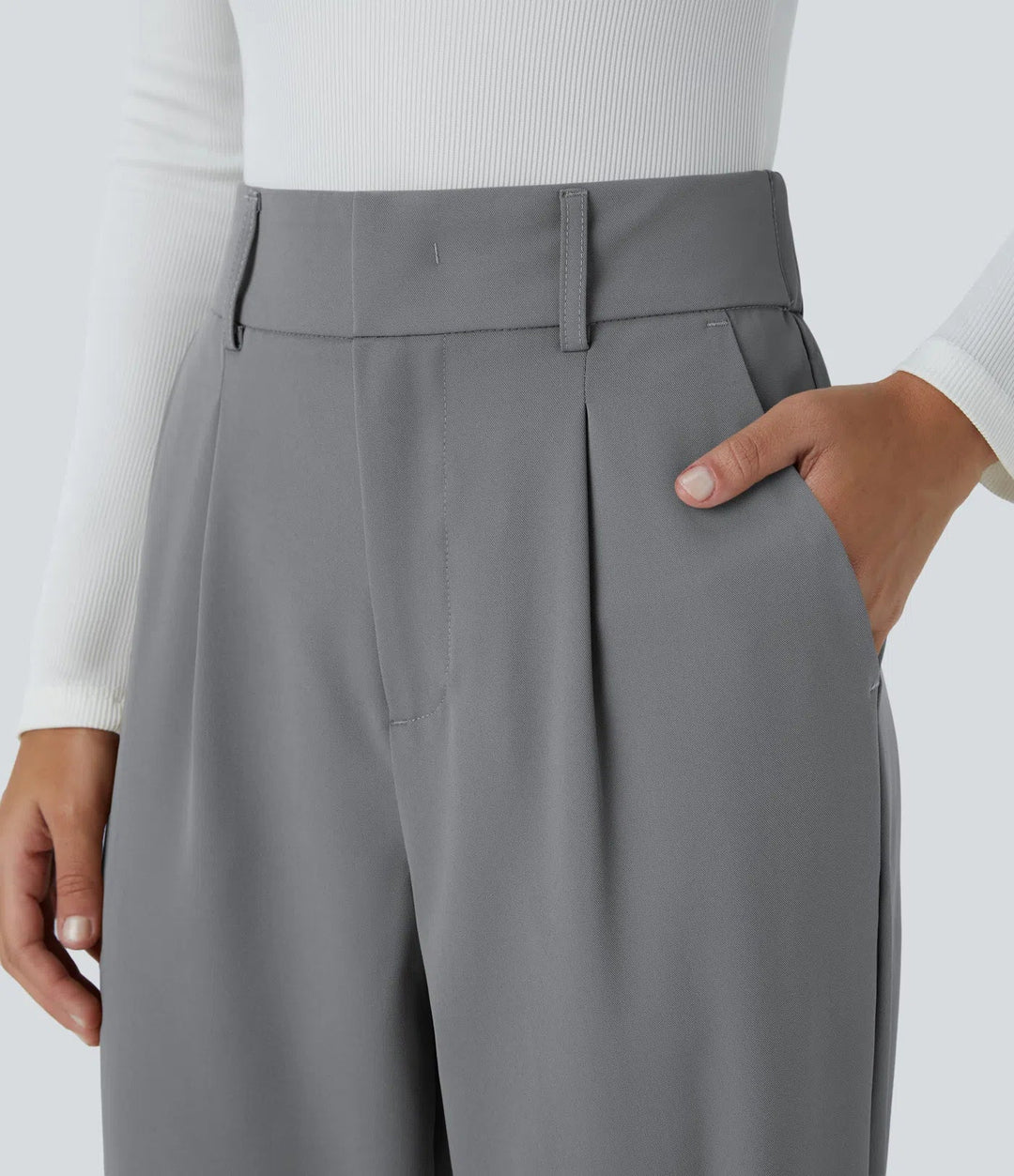 Hella | Women's High-Waisted Soft Stretch Trousers-Metro Lane Plaza