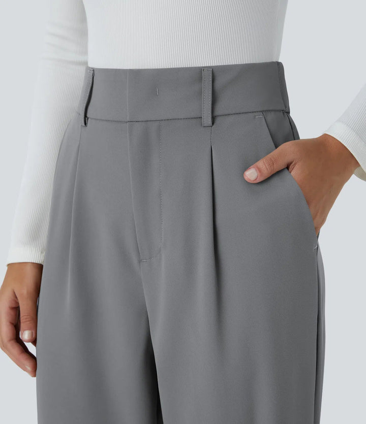 Hella | Women's High-Waisted Soft Stretch Trousers-Metro Lane Plaza
