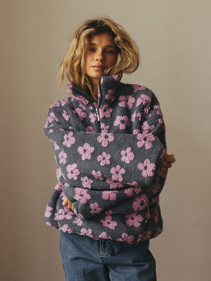 Fleece-damessweatshirt Flower Power