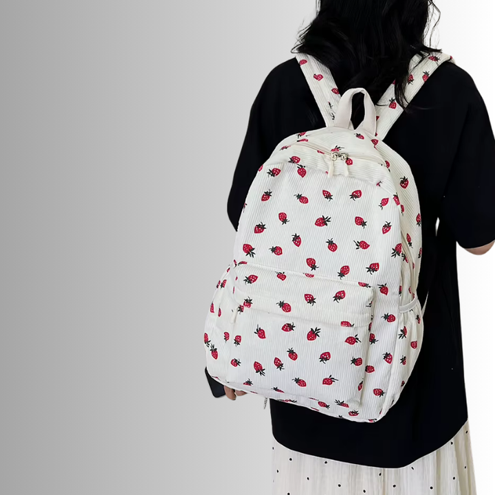 Tyra | Women's Backpack with Strawberry Design-Metro Lane Plaza