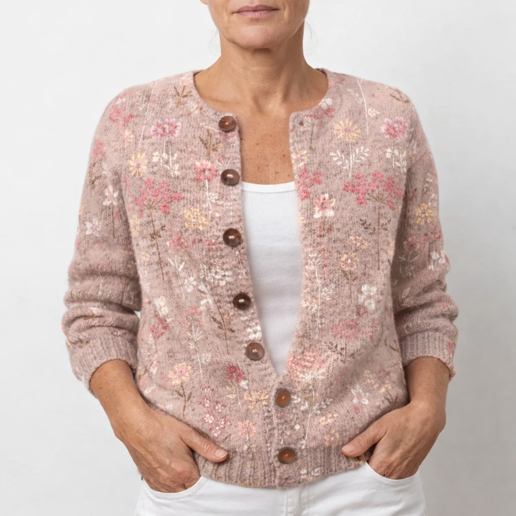 Gestrickter Damenpullover mit Print