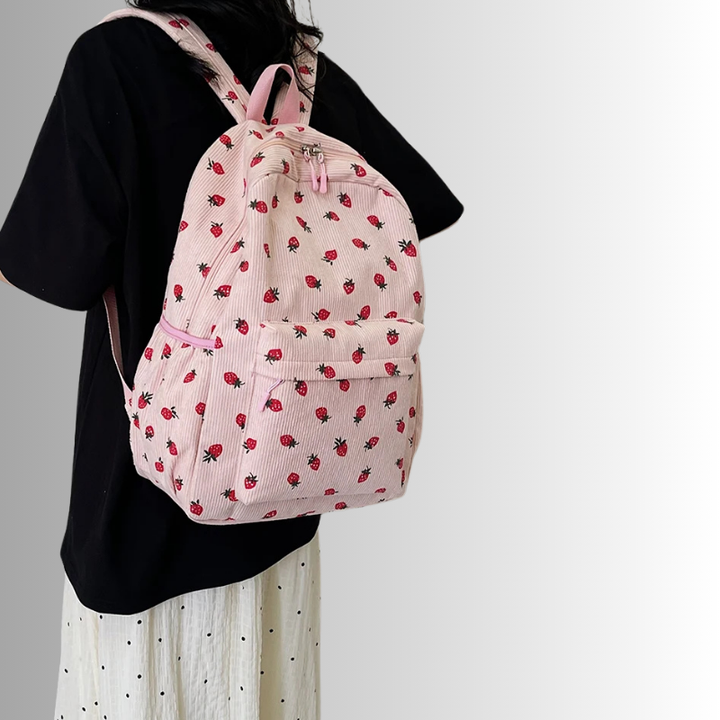 Tyra | Women's Backpack with Strawberry Design-Metro Lane Plaza
