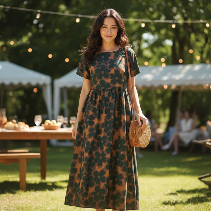 Samantha | Boho Style Midi Dress for Women-Metro Lane Plaza