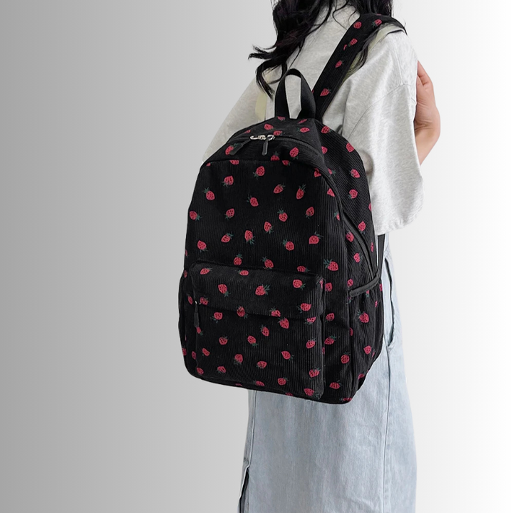 Tyra | Women's Backpack with Strawberry Design-Metro Lane Plaza