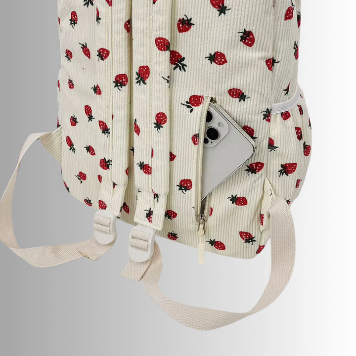 Tyra | Women's Backpack with Strawberry Design-Metro Lane Plaza
