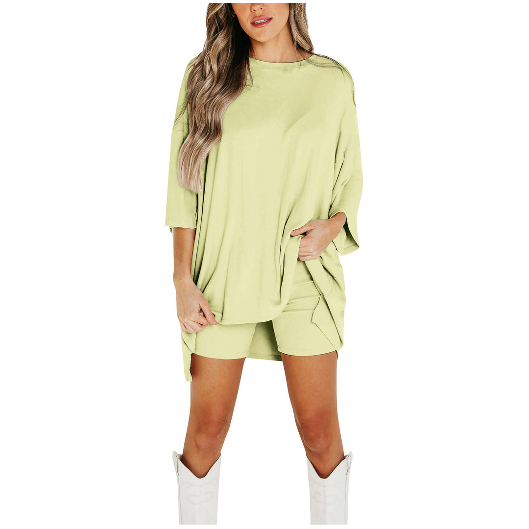 Summer Shorts Suit | Women's Loose T-Shirt & Slim Fit Pants-Metro Lane Plaza