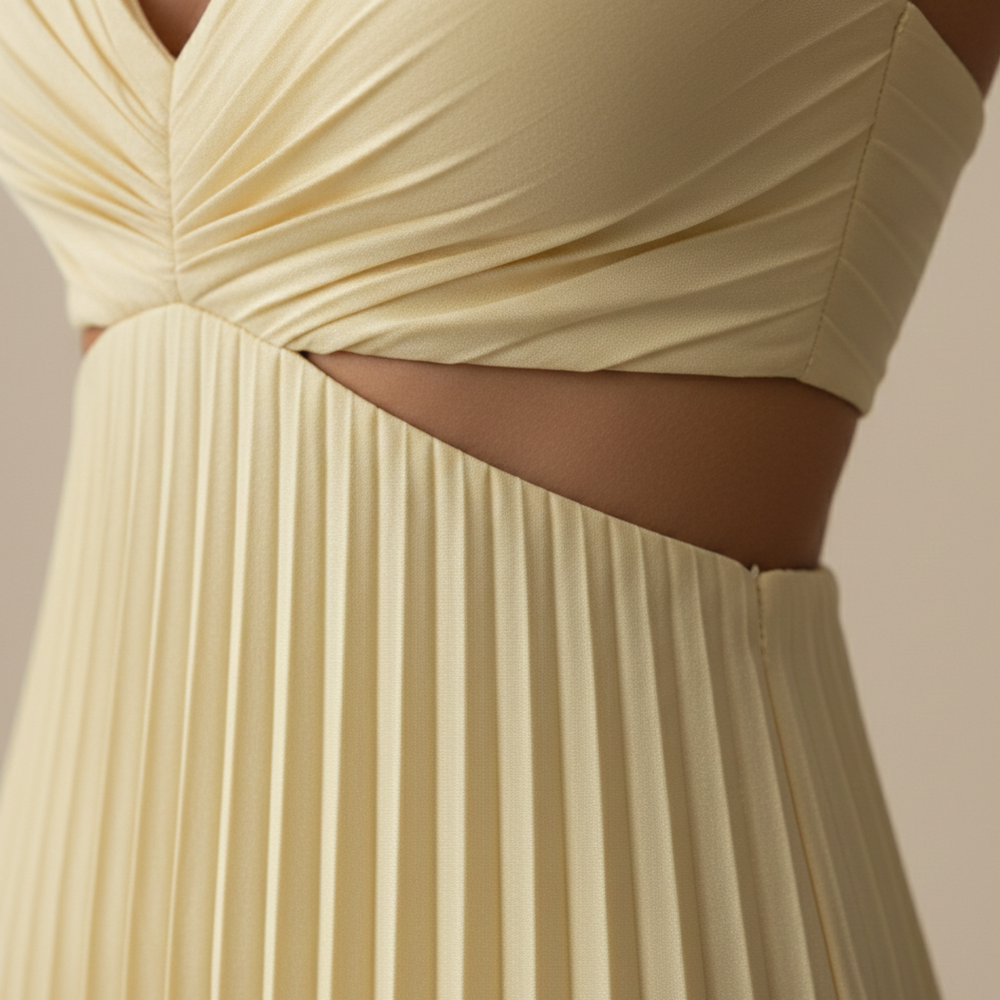 Emily | Women's Pleated V Neck Sleeveless Maxi Dress-Metro Lane Plaza