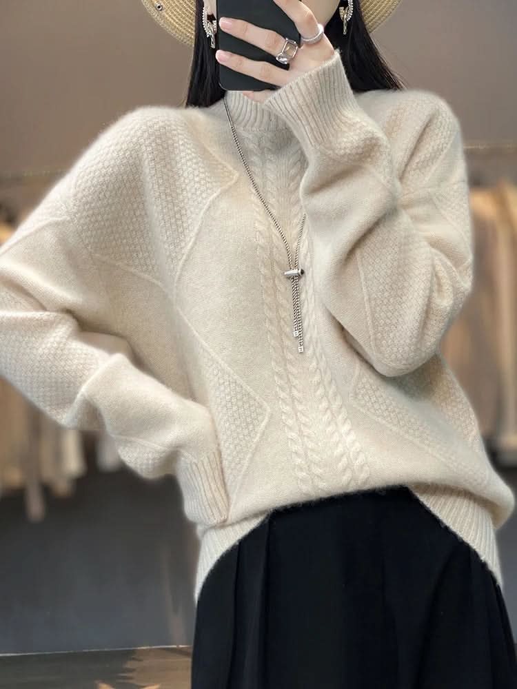 Kuscheliger Zopfmuster-Rollkragenpullover für Damen