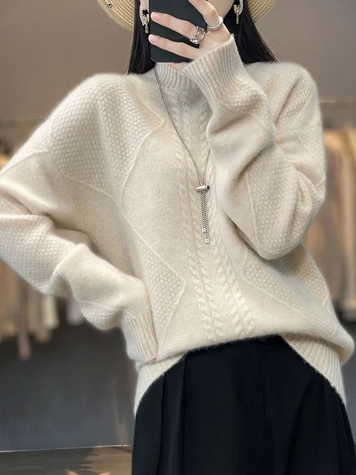 Kuscheliger Zopfmuster-Rollkragenpullover für Damen