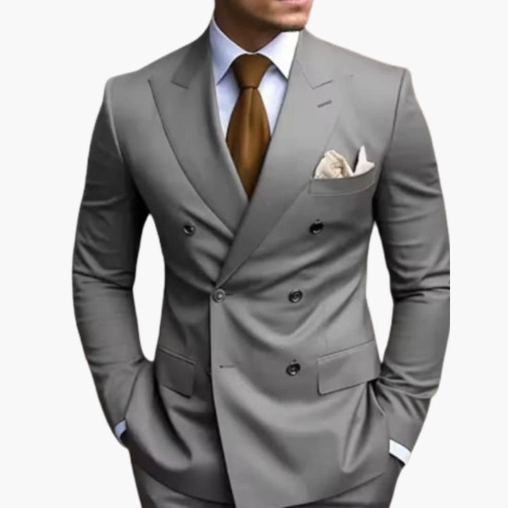 Men's Premium Double-Breasted Six-Button Two-Piece Suit-Metro Lane Plaza