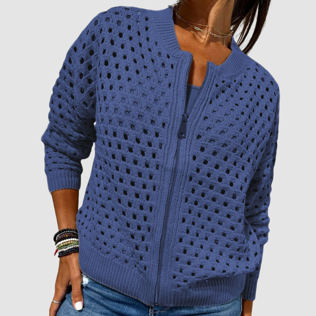Damen-Premium-Cardigan mit Lochstrick