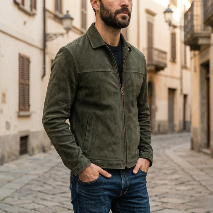 Herren-Lederjacke mit körpernaher Passform