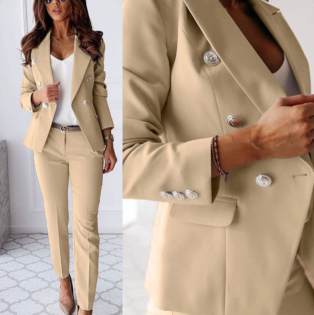 Lily | Women's Double-Breasted Suit Set-Metro Lane Plaza