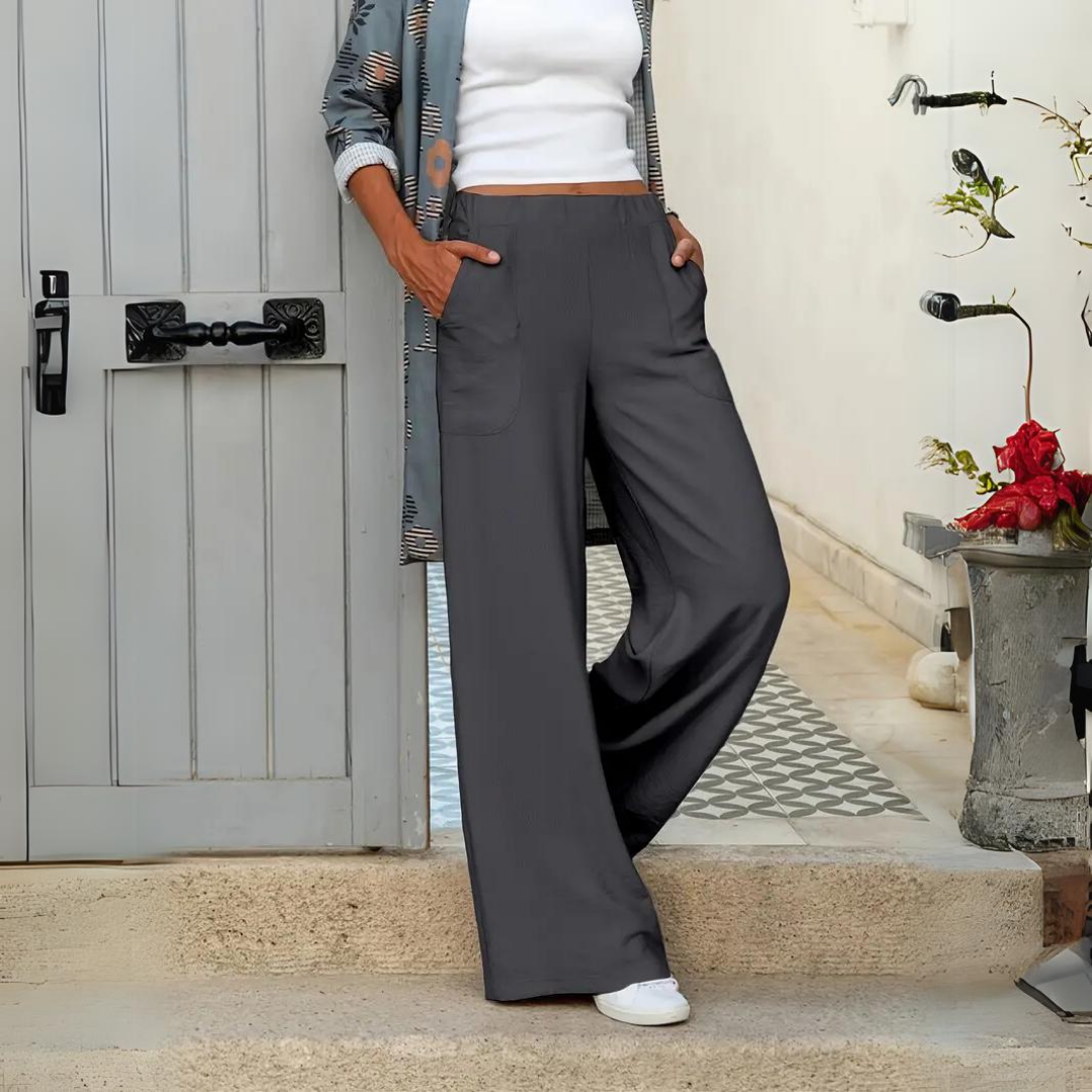 Hanneke | Women's High-Waisted Relaxed Tailoring Trousers-Metro Lane Plaza