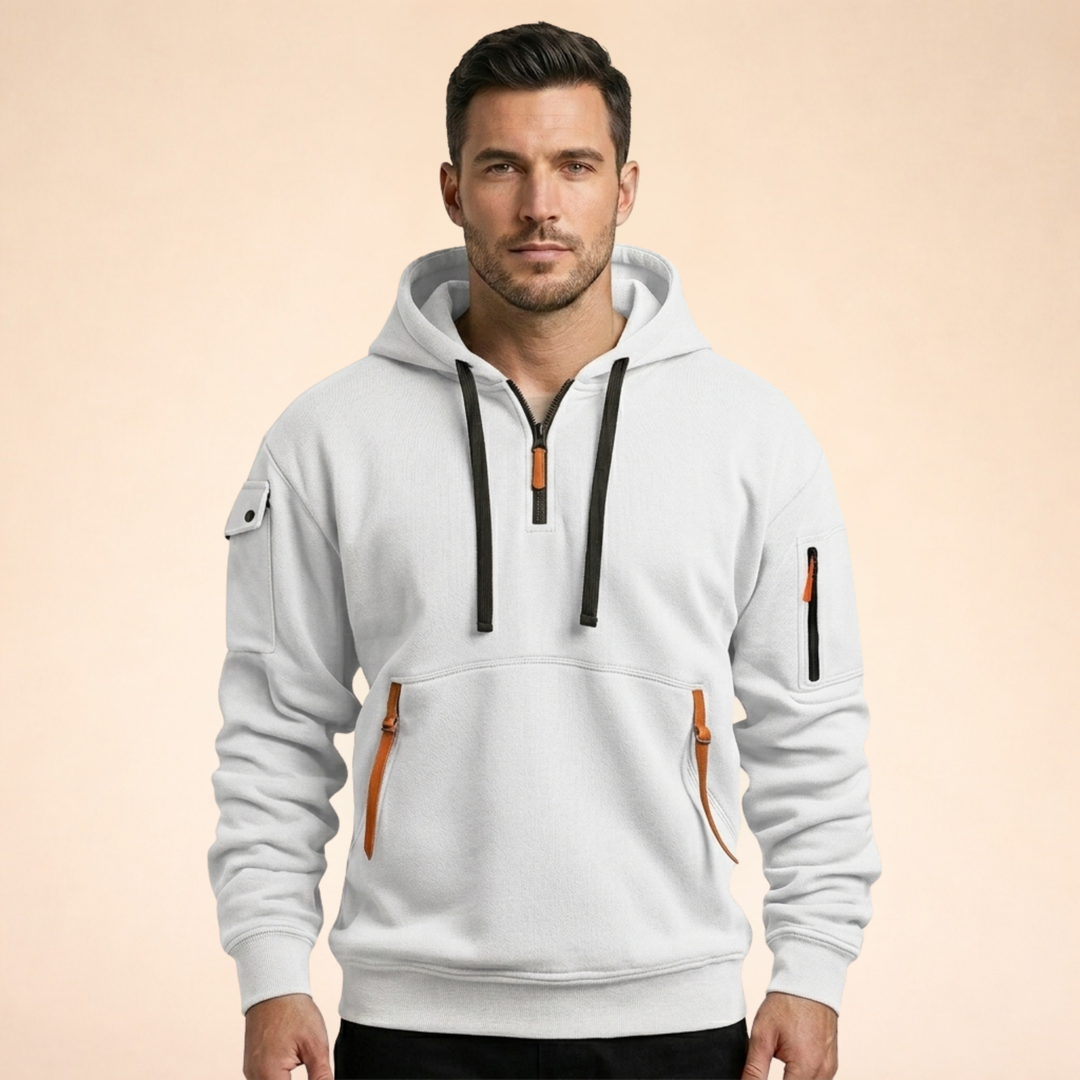 Daniel | Men's Comfortable Breathable Half-Zip Hoodie-Metro Lane Plaza