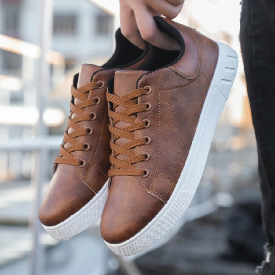 Men's Modern Leather Casual Sneakers-Metro Lane Plaza