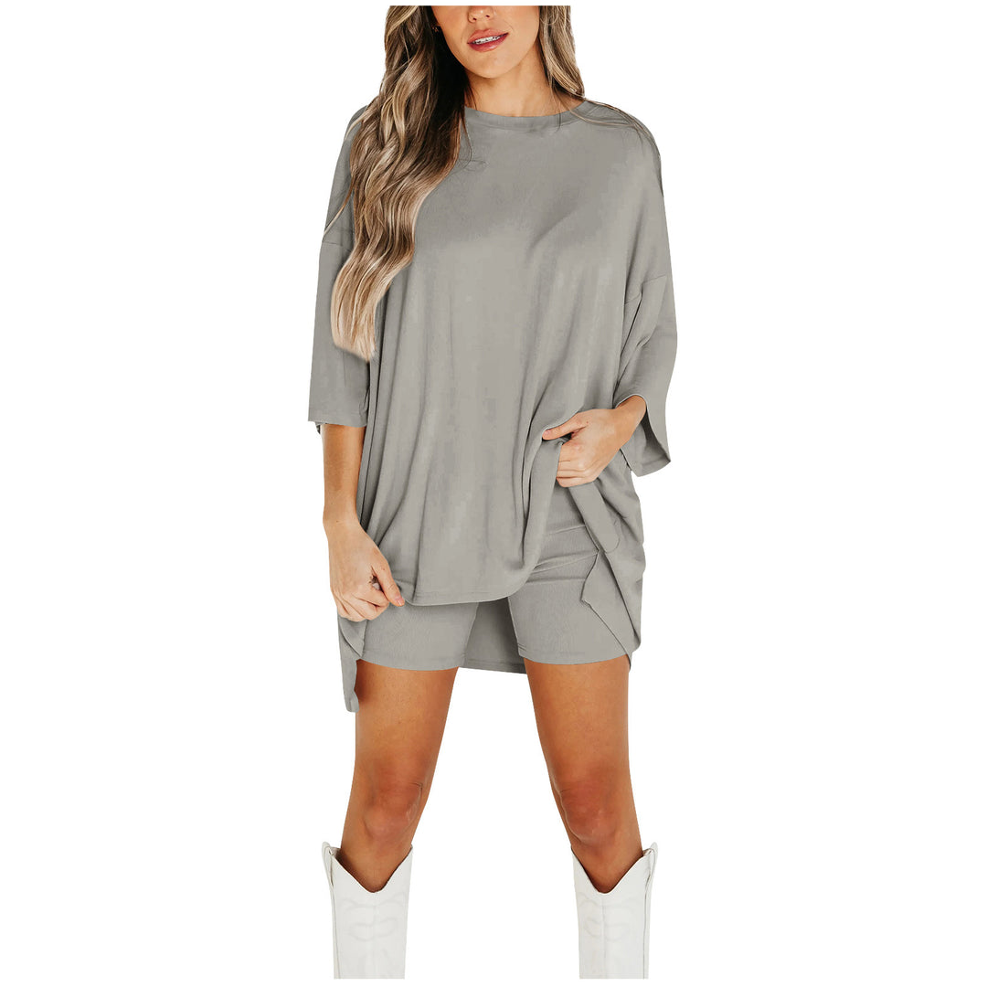 Summer Shorts Suit | Women's Loose T-Shirt & Slim Fit Pants-Metro Lane Plaza
