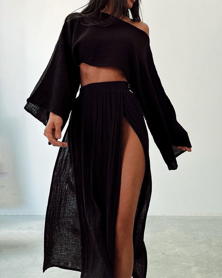 Sylvia | Women's Gauze Two-Piece Outfit-Metro Lane Plaza