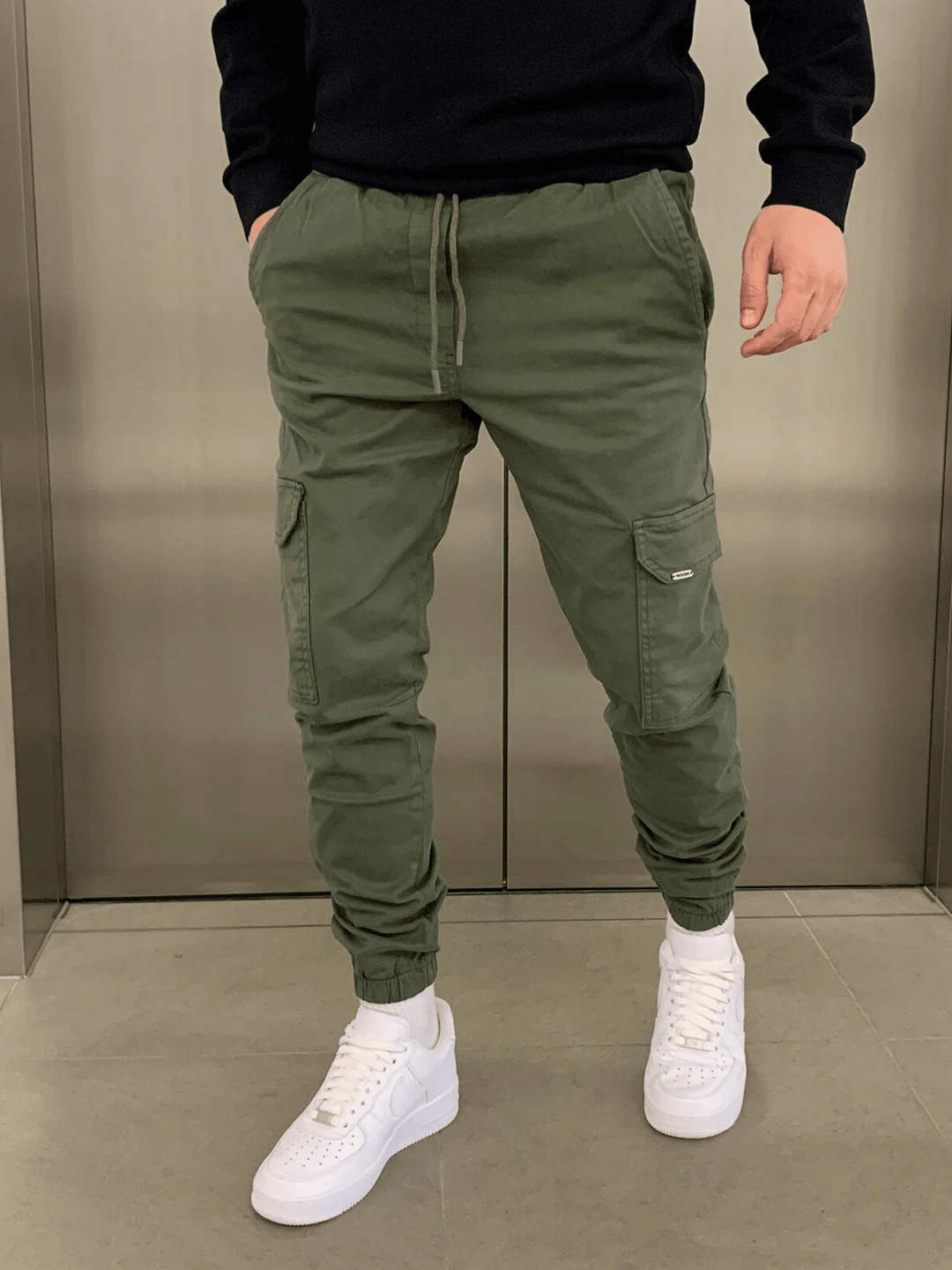 James | Men's Slim Cargo Jogger Pants with Adjustable Waist and Pockets-Metro Lane Plaza