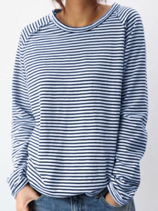 Sophia | Women's Elegant Striped Long Sleeve Top – Breathable Design-Metro Lane Plaza