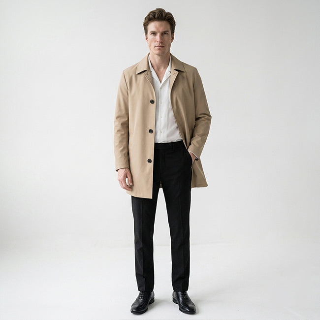 Men's Stylish Mid-Length Trench Coat
