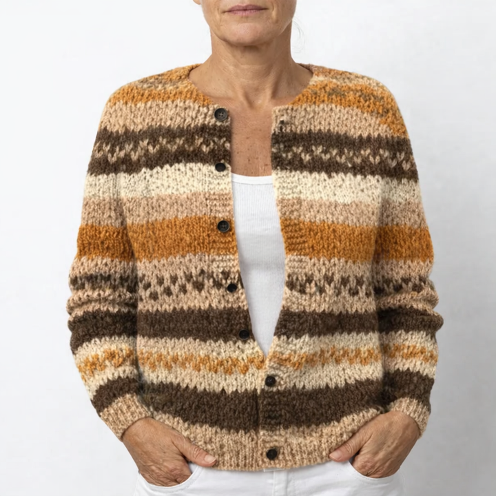 Gestrickter Damenpullover mit Print