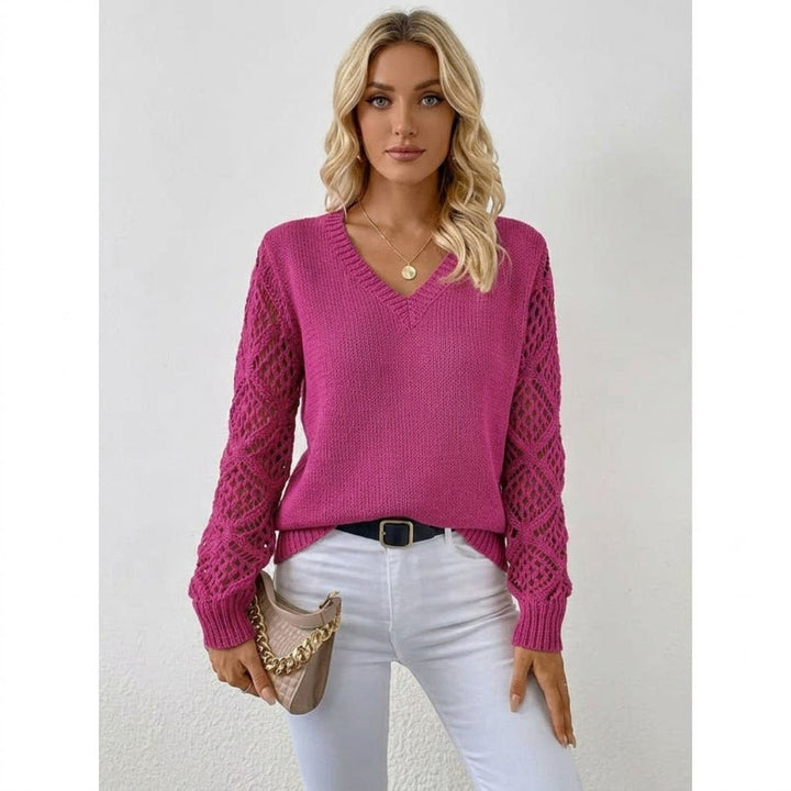 Eleganter Strickpullover mit V-Ausschnitt für Damen