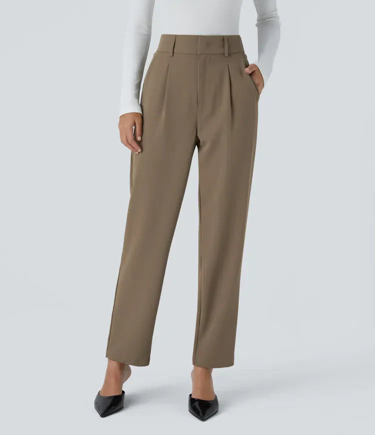 Hella | Women's High-Waisted Soft Stretch Trousers-Metro Lane Plaza