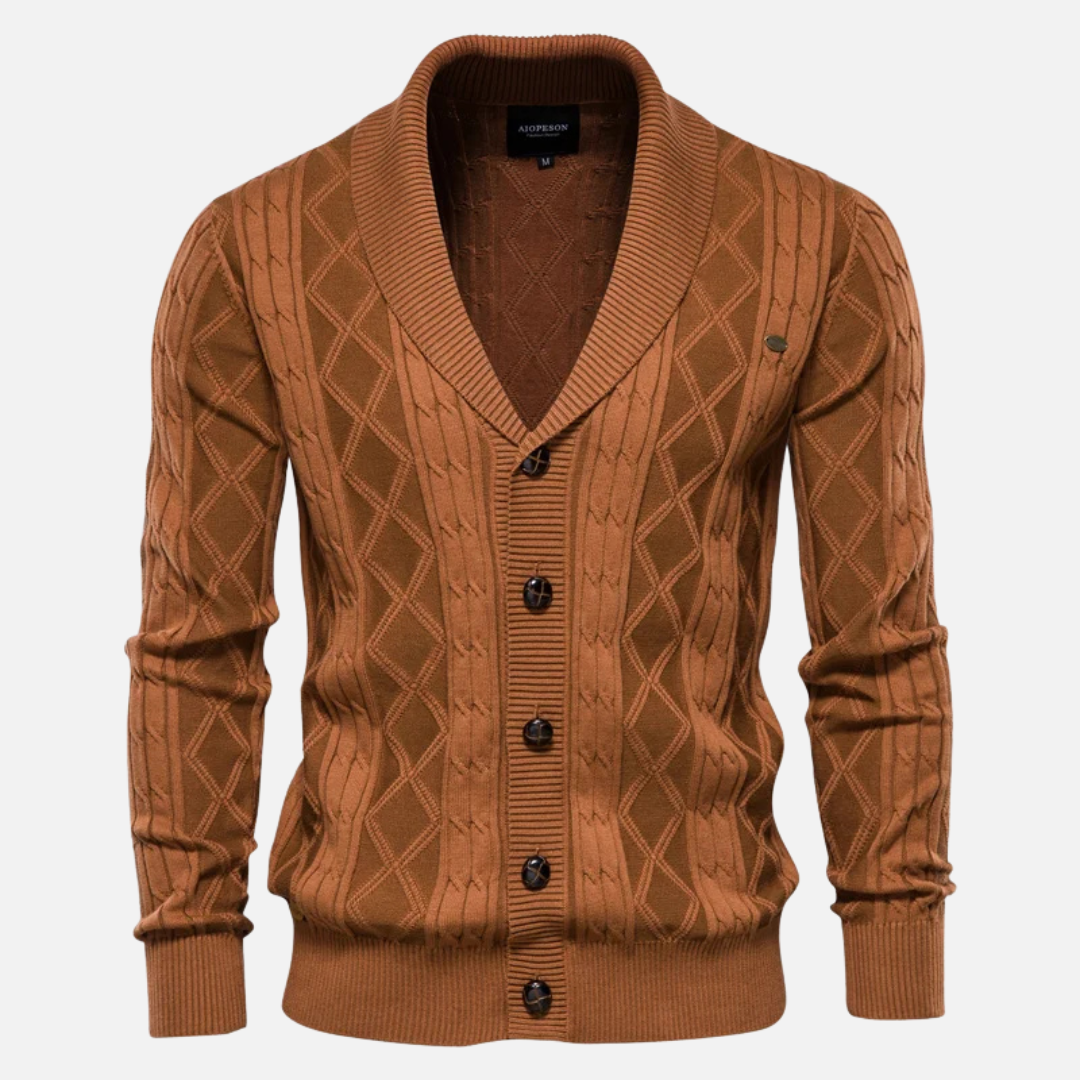 Cardigan en maille à losanges pour homme
