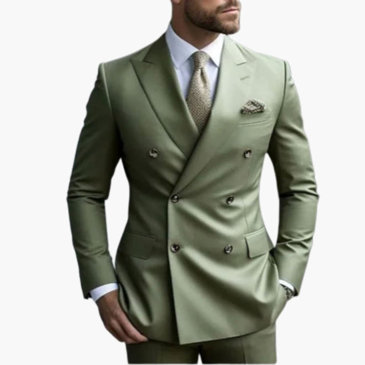 Men's Premium Double-Breasted Six-Button Two-Piece Suit-Metro Lane Plaza