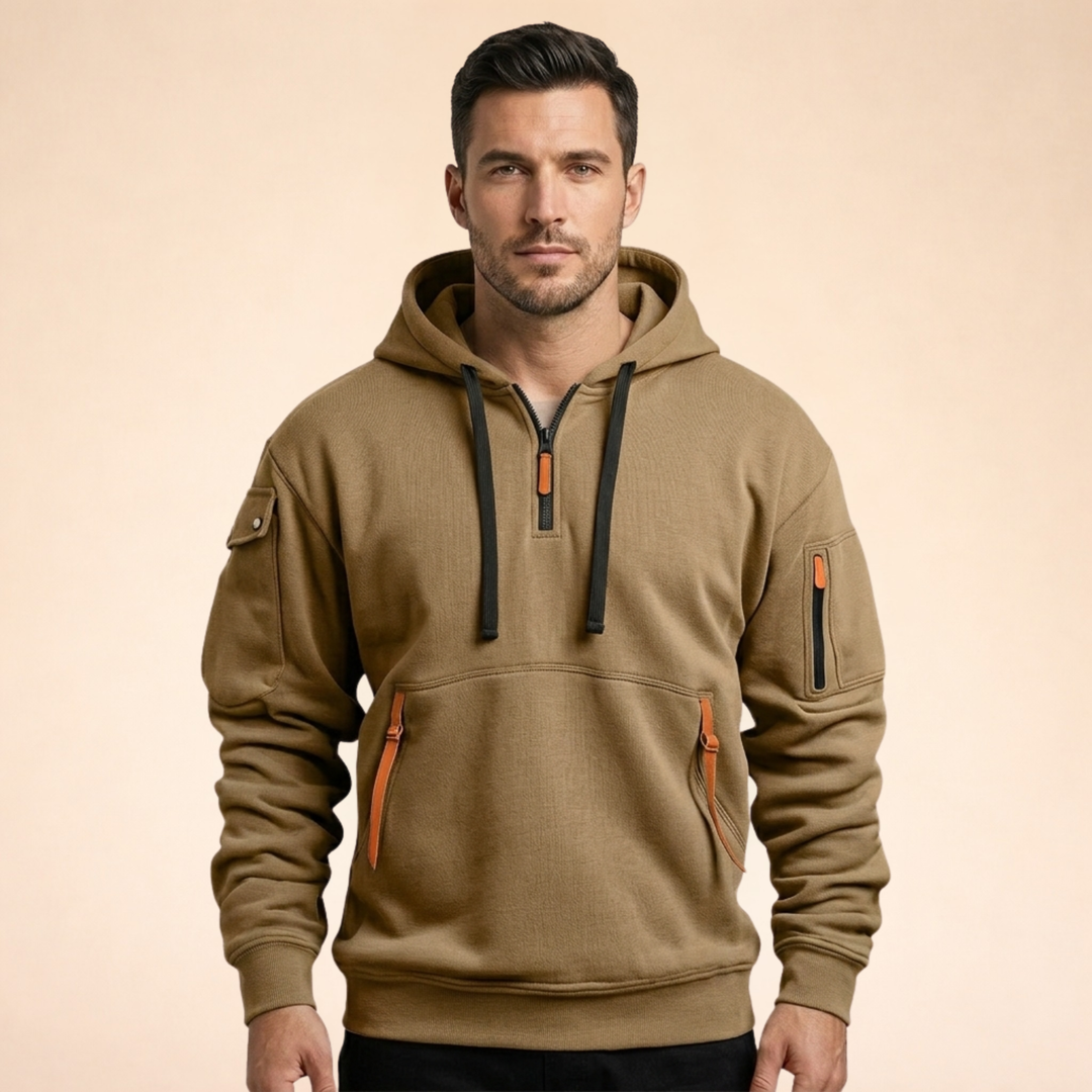 Daniel | Men's Comfortable Breathable Half-Zip Hoodie-Metro Lane Plaza