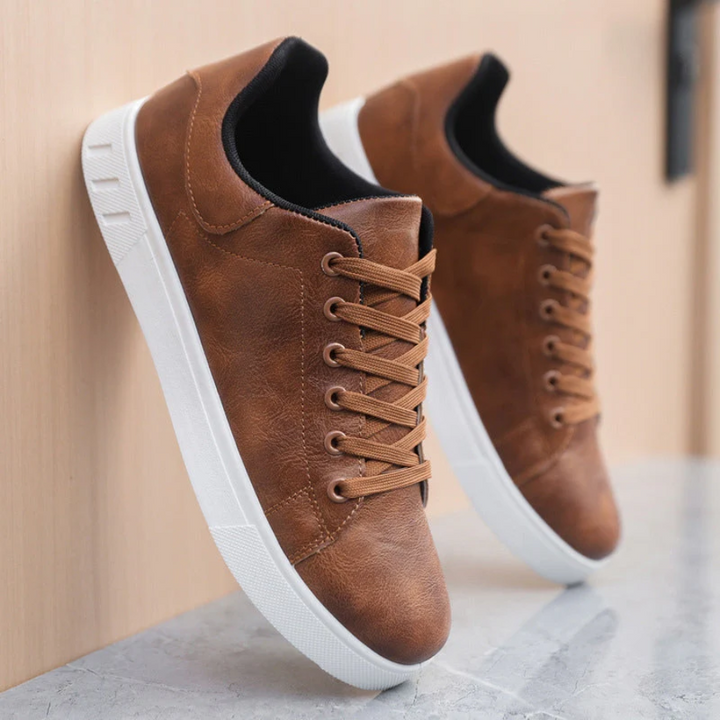 Men's Modern Leather Casual Sneakers-Metro Lane Plaza