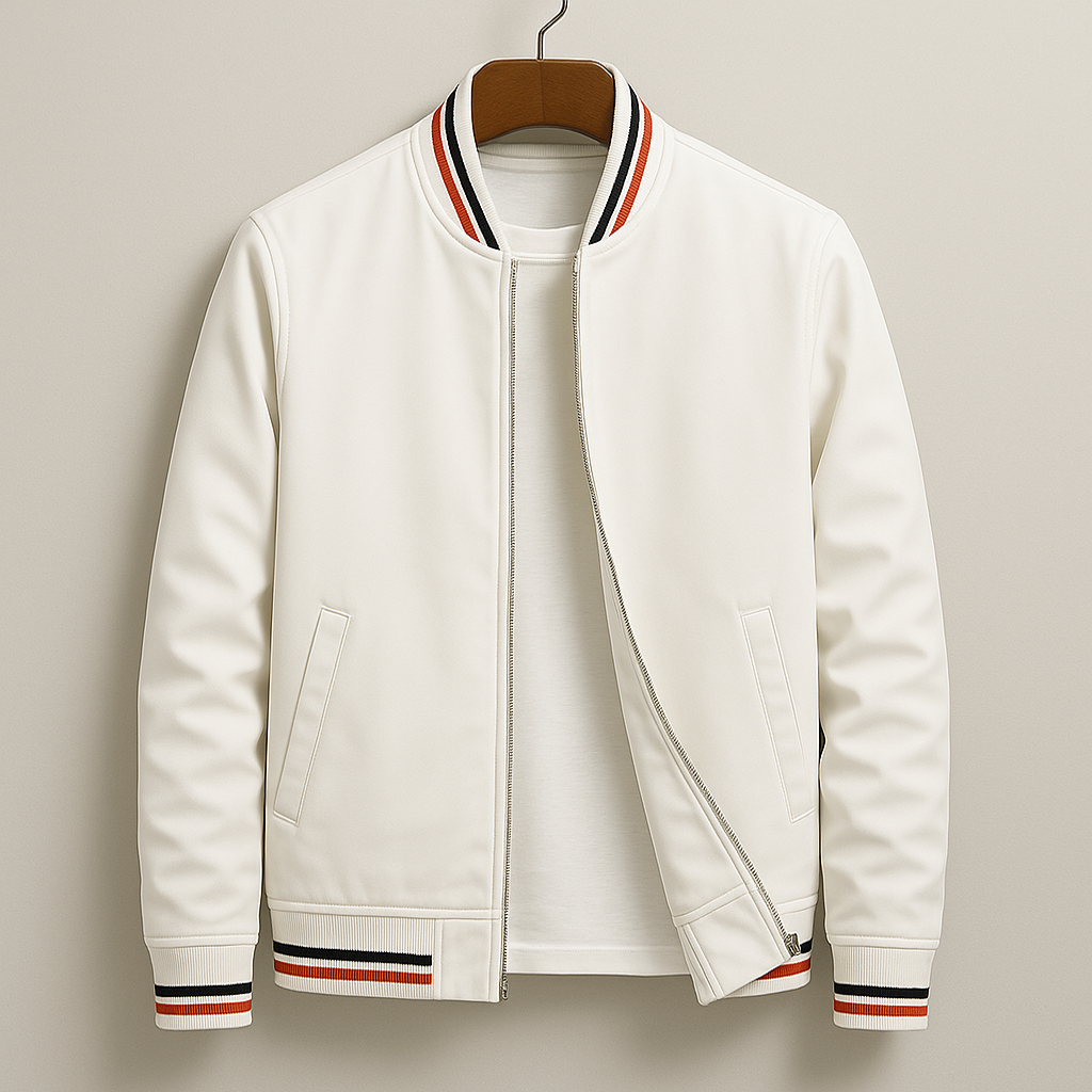 Men's Retro Stripe Ribbed Bomber Jacket