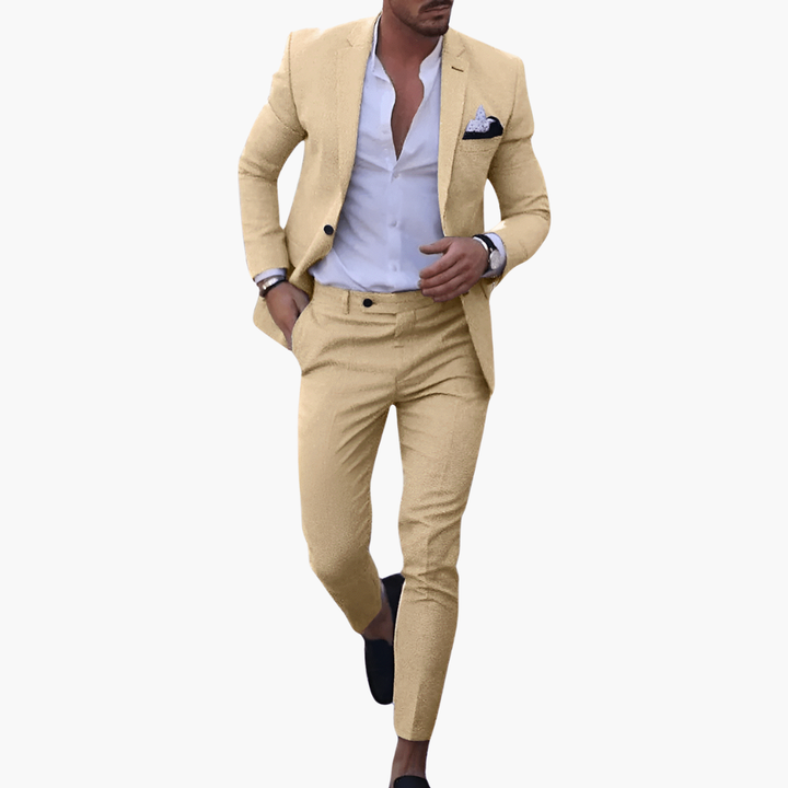 Men's Suit Set with Jacket and Tailored Slim Trousers