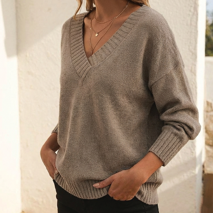 Sweater med V-hals til kvinder
