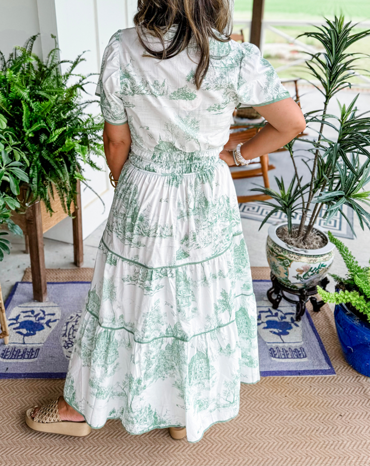 Nova | Women's Toile Print Maxi Dress-Metro Lane Plaza