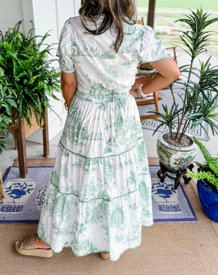 Nova | Women's Toile Print Maxi Dress-Metro Lane Plaza