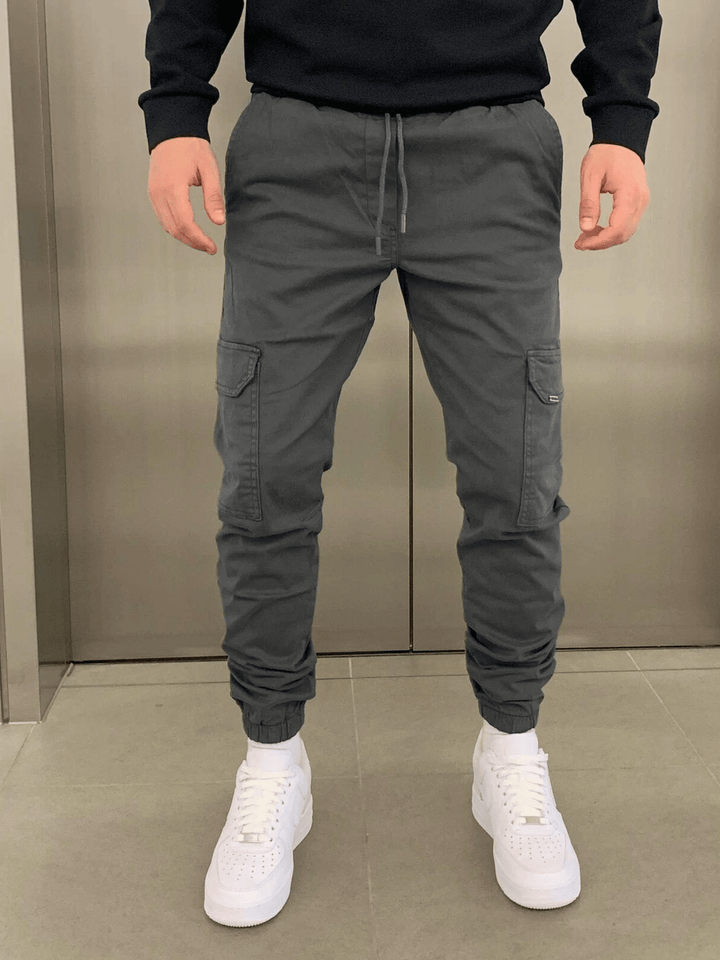James | Men's Slim Cargo Jogger Pants with Adjustable Waist and Pockets-Metro Lane Plaza