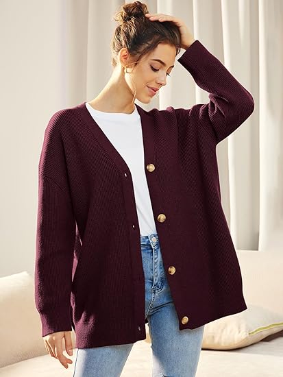 Gestrickte Strickjacke mit Knöpfen für Damen