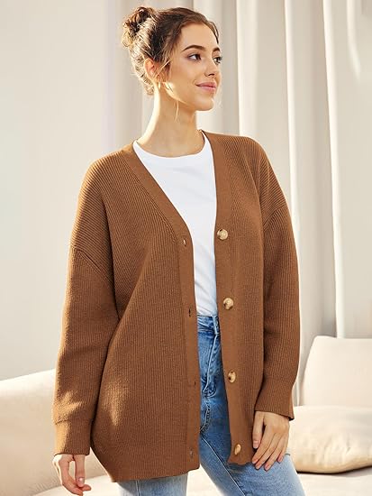 Gestrickte Strickjacke mit Knöpfen für Damen